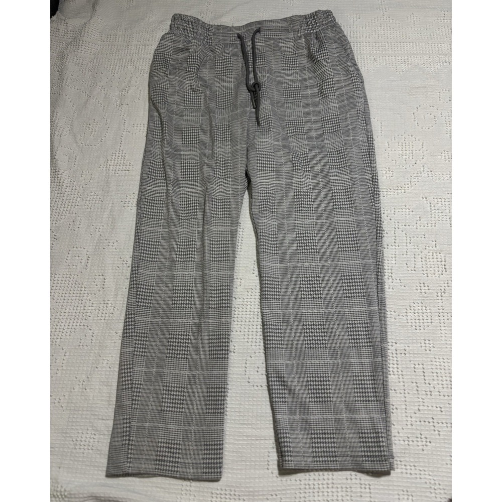Women's A New Day Plaid Dress Pants Grey White Stretchy Medium